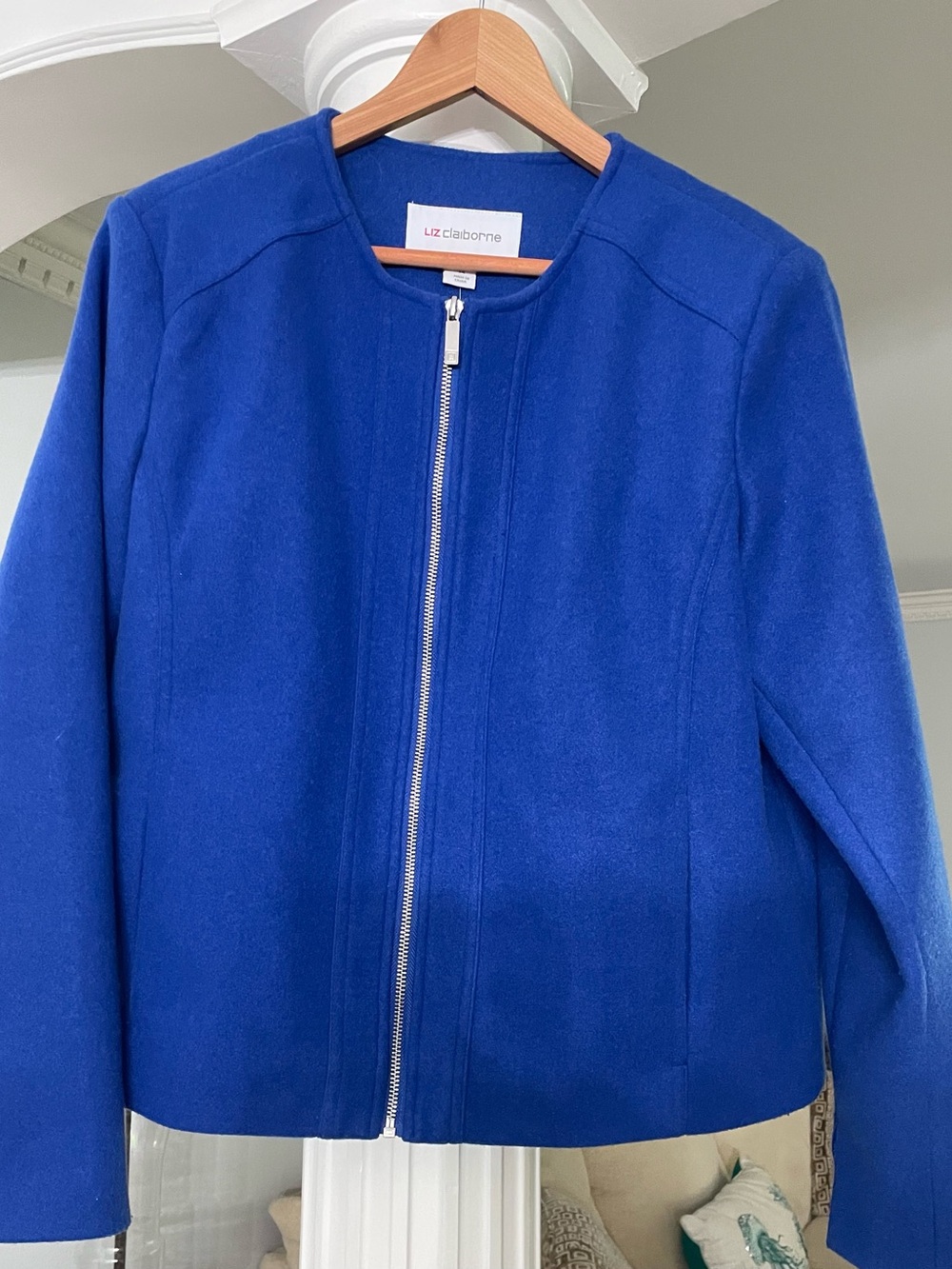 Liz Claiborne Cobalt Blue Zip-Front Pea Coat, size 14